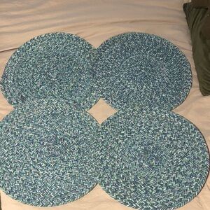 Set of Four Blue and Green Woven Placemats